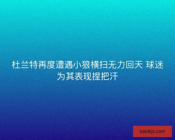 杜兰特再度遭遇小狼横扫无力回天 球迷为其表现捏把汗
