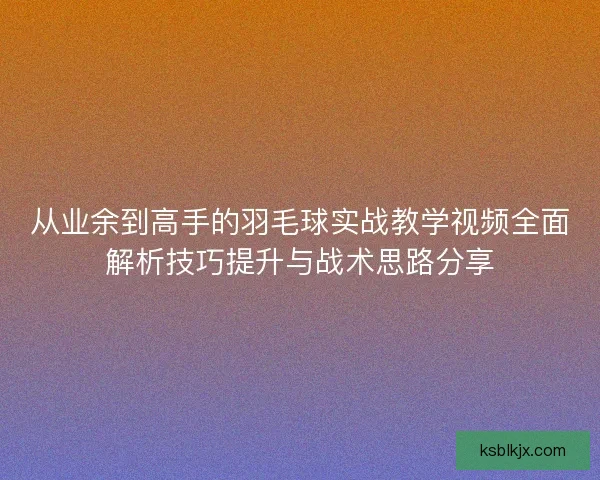 从业余到高手的羽毛球实战教学视频全面解析技巧提升与战术思路分享